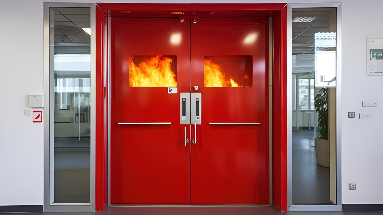 Professional fire door installed in Sydney with correct clearances