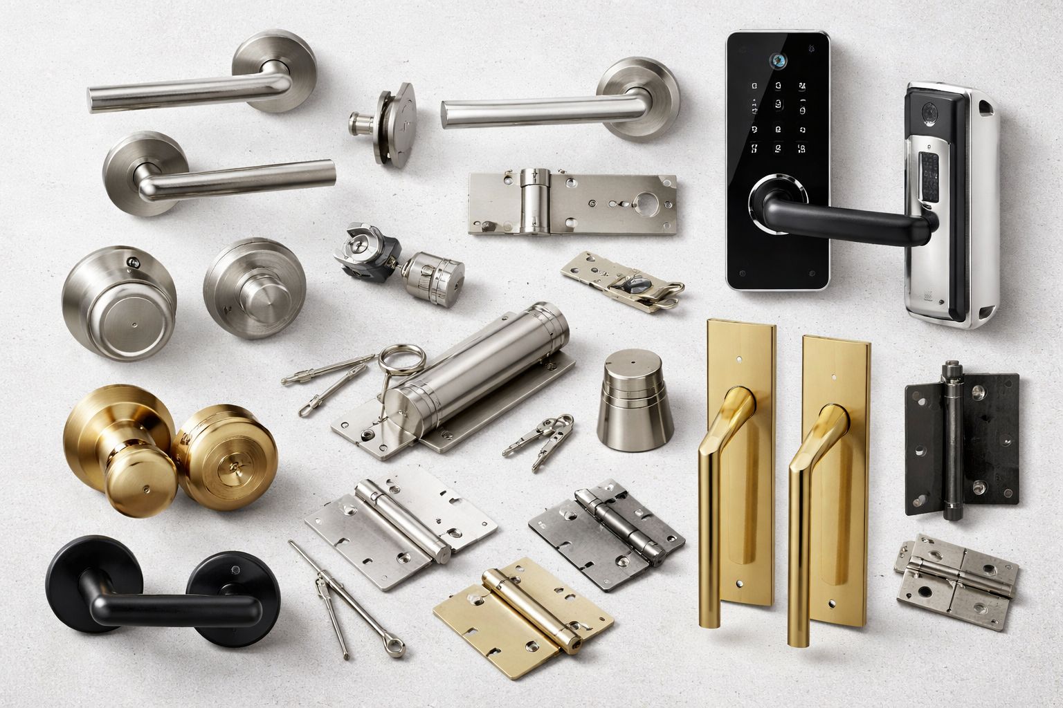 Various door hardware types displayed for Sydney commercial and residential projects.