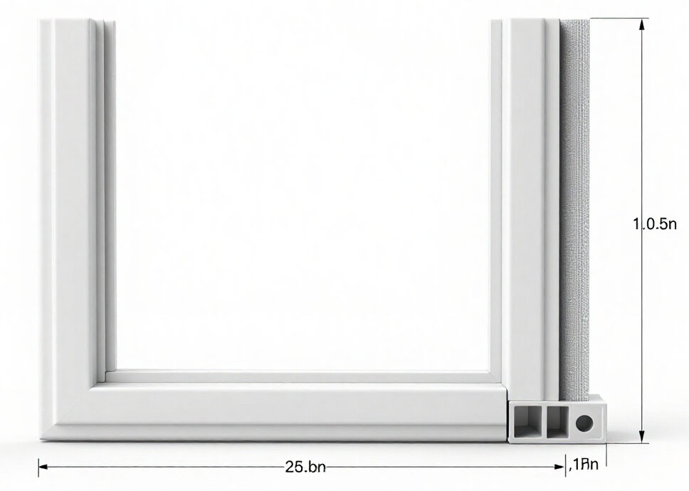 Acoustic door frame and seals supporting RW rating performance.
