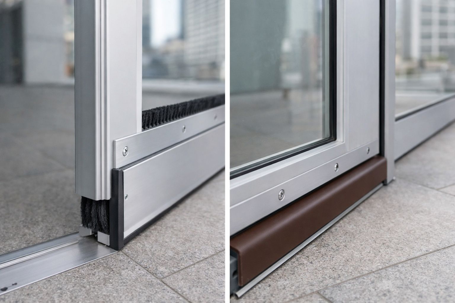 Architectural door seals installed on a commercial door in Sydney.