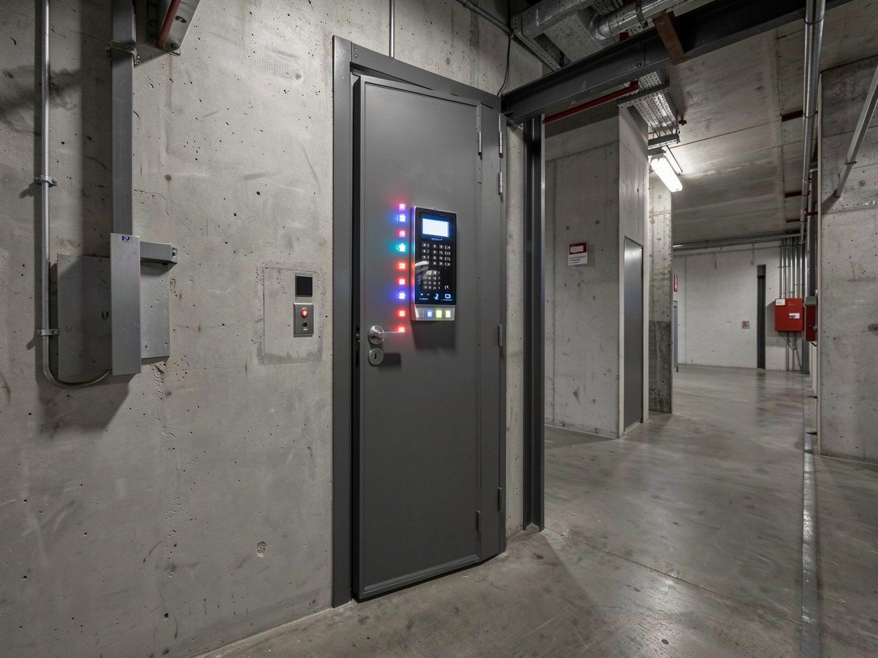 Modern access control system installed on a commercial fire door in Sydney.