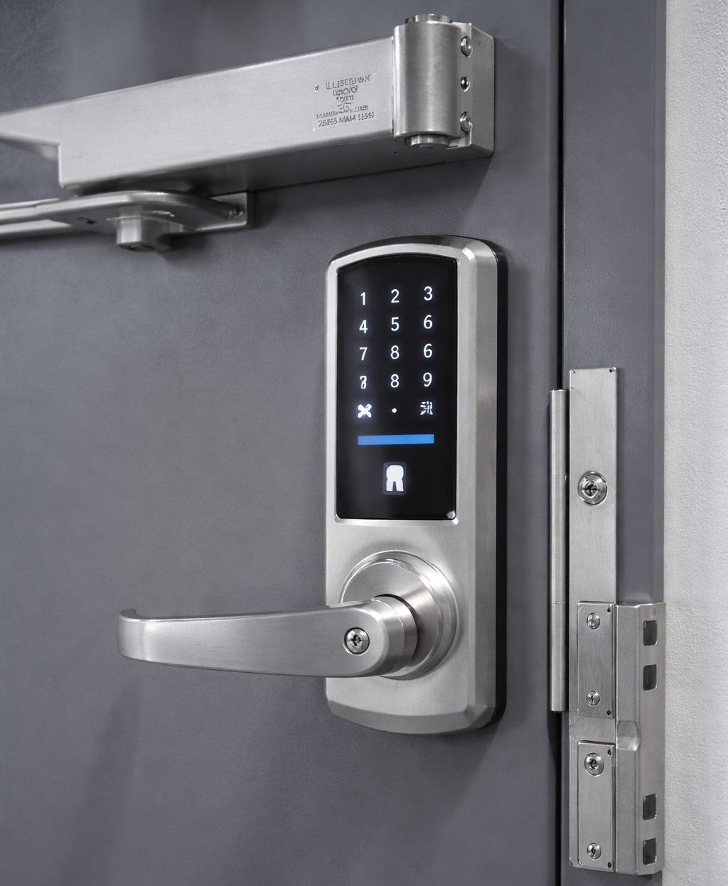 Certified door hardware supporting a digital lock system.